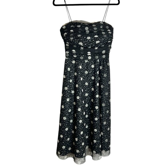 Jessica Howard Retro Black White Polka Dot Tulle Fit & Flare Dress Vtg Party 10 - Picture 1 of 8